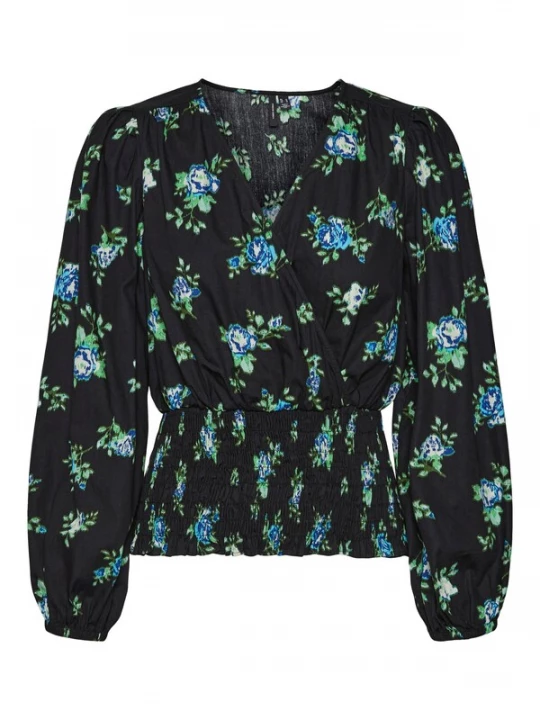 Foto van product VERO MODA Blouse 'BELLA SANNA' lichtblauw / groen / zwart / wit