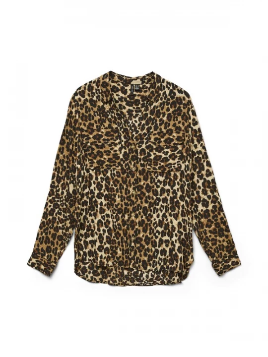 Foto van product VERO MODA Blouse 'Bumpy' beige / bruin / zwart
