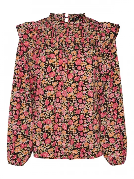 Foto van product VERO MODA Blouse 'Mia' geel / pastelgroen / pitaja roze / zwart