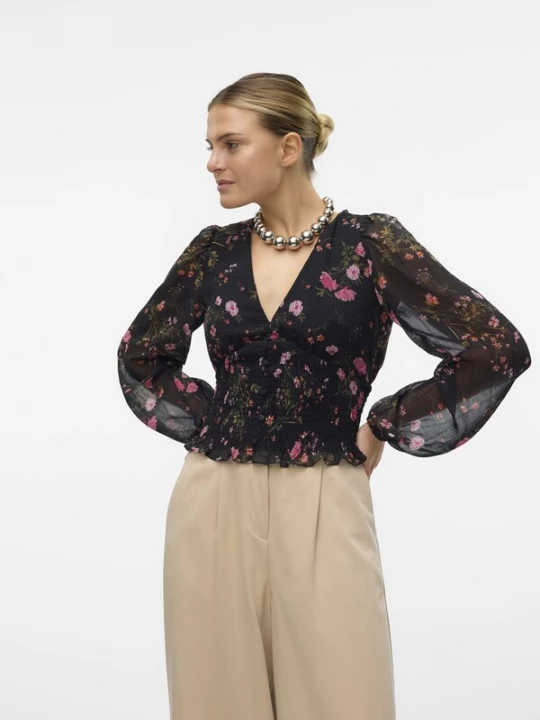 Foto van product VERO MODA Blouse 'Rosa' groen / rosa / zwart
