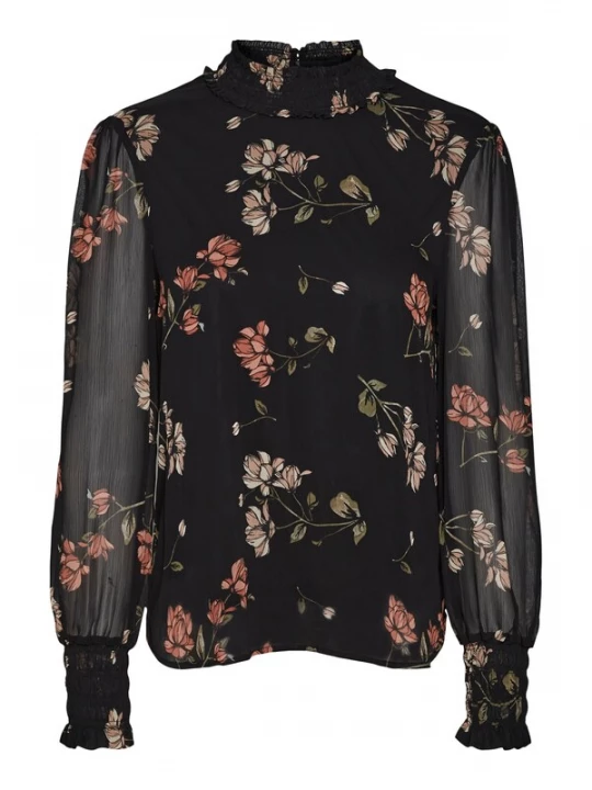 Foto van product VERO MODA Blouse 'Smilla' olijfgroen / rosa / roestrood / zwart