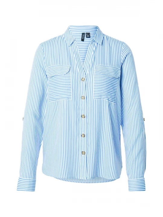 Foto van product VERO MODA Blouse 'VMBumpy' hemelsblauw / wit