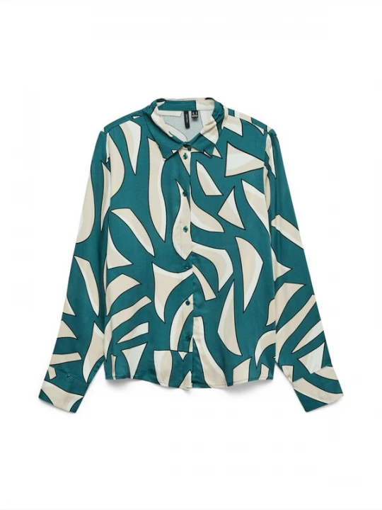 Foto van product VERO MODA Blouse 'VMCINDY REGINA' taupe / jade groen / zwart / wit