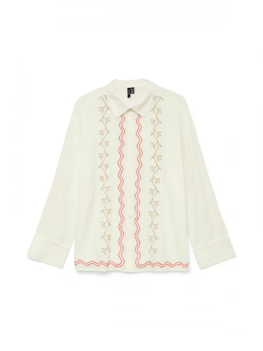 Foto van product VERO MODA Blouse 'VMDICTHE' donkerbeige / rood / wit