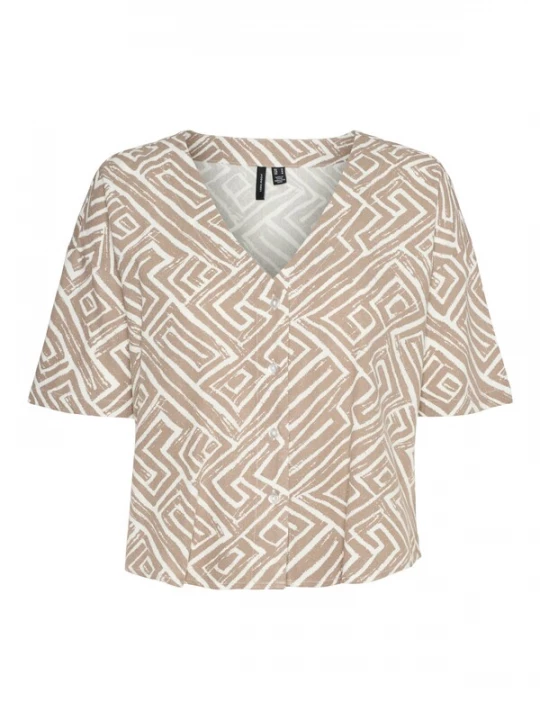 Foto van product VERO MODA Blouse 'VMJESMILO' donkerbeige / wit