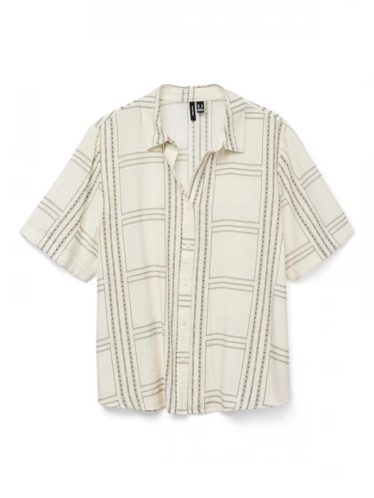 Foto van product VERO MODA Blouse 'VMJOSIE BERTA' olijfgroen / wit