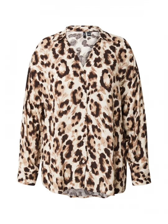 Foto van product Vero Moda Curve Blouse 'VMCAnna' crème / bruin / lichtbruin