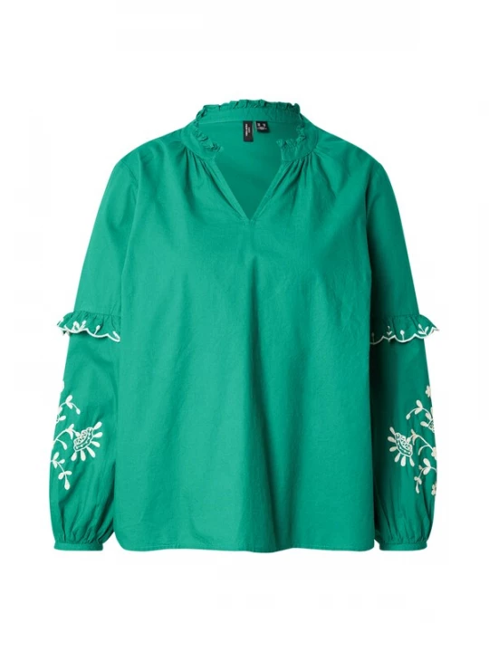 Foto van product Vero Moda Curve Blouse 'VMCNoel' smaragd / wit