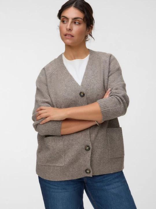 Foto van product Vero Moda Curve Gebreid vest 'VMCBOOM' greige