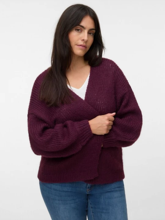 Foto van product Vero Moda Curve Gebreid vest 'VMMAYBE' wijnrood