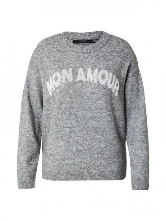 Foto van product Vero Moda Curve Trui 'VMCAMOREMIO' grijs gemêleerd / wit