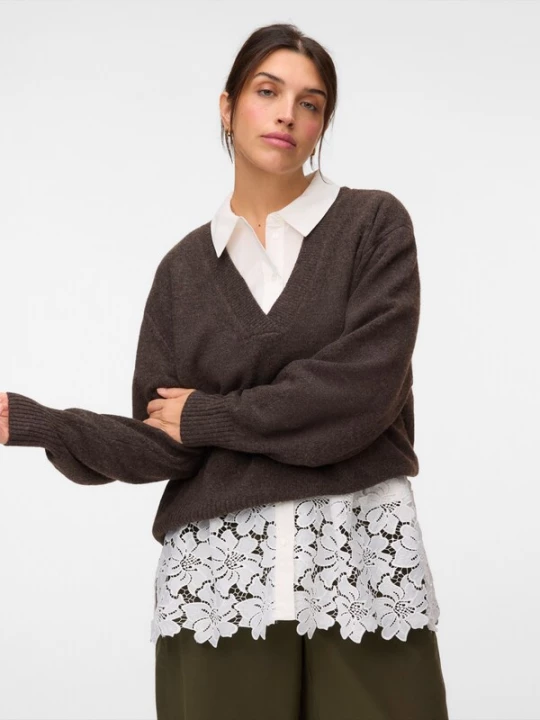 Foto van product Vero Moda Curve Trui 'VMCBOOM' bruin gemêleerd
