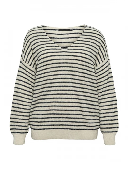 Foto van product Vero Moda Curve Trui 'VMCNew Lexsun' ecru / zwart