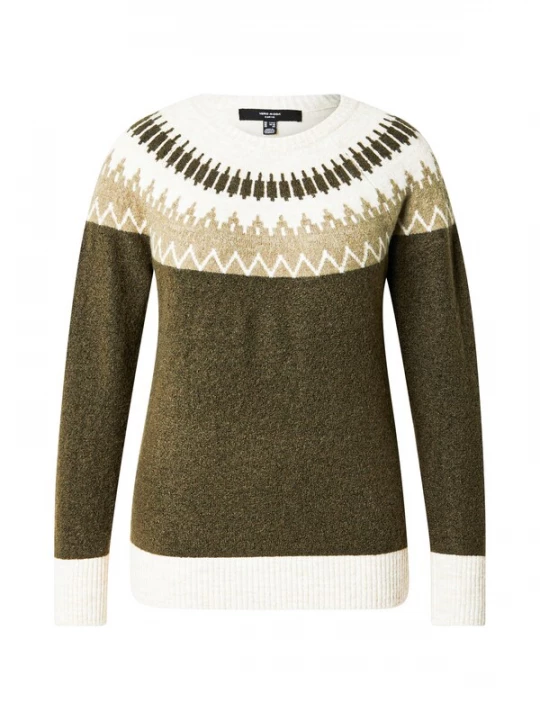 Foto van product Vero Moda Curve Trui 'VMCSIMONE' kaki / riet / wit