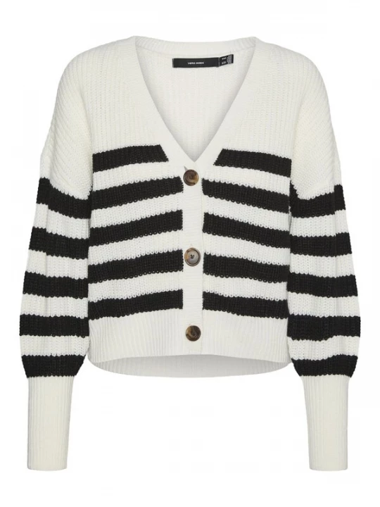 Foto van product VERO MODA Gebreid vest 'VMLEA' zwart / wit