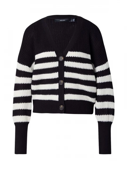 Foto van product VERO MODA Gebreid vest 'VMLEA' zwart / wit
