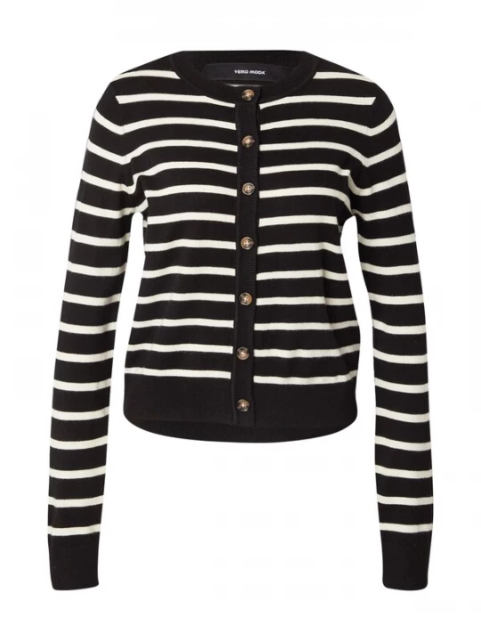 Foto van product VERO MODA Gebreid vest 'VMSABA' zwart / wolwit