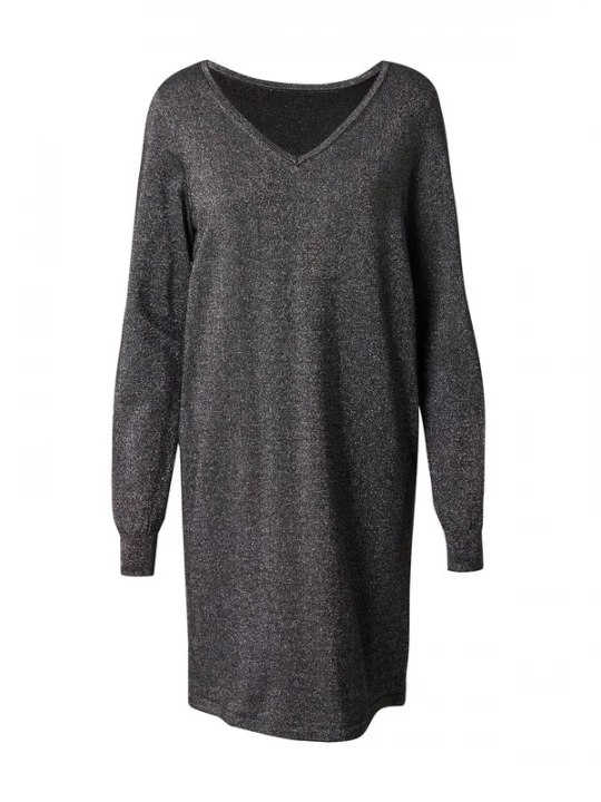 Foto van product VERO MODA Gebreide jurk 'VMHAPPYSHINE' zwart / zilver