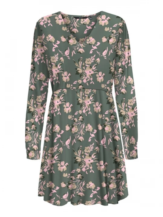 Foto van product VERO MODA Jurk 'ANNA' lichtgroen / donkergroen / rosa