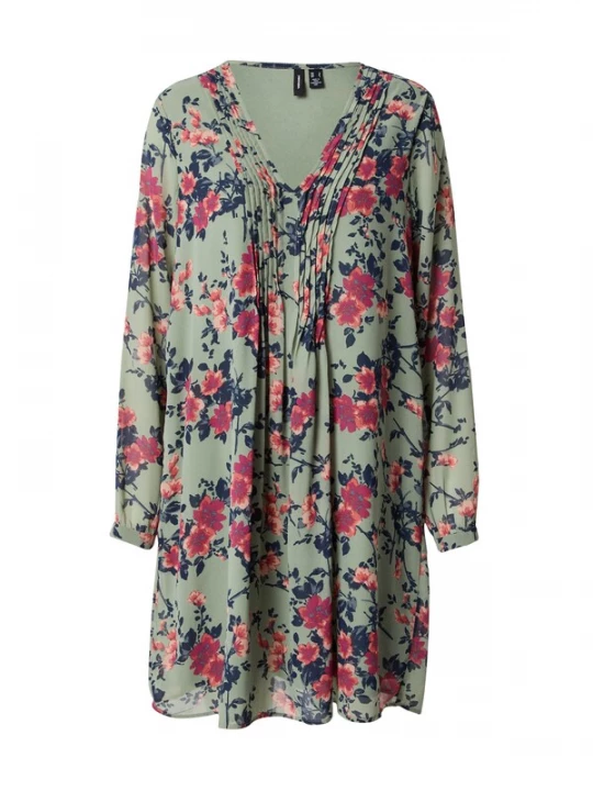 Foto van product VERO MODA Jurk donkergroen / pink / rosa / wit
