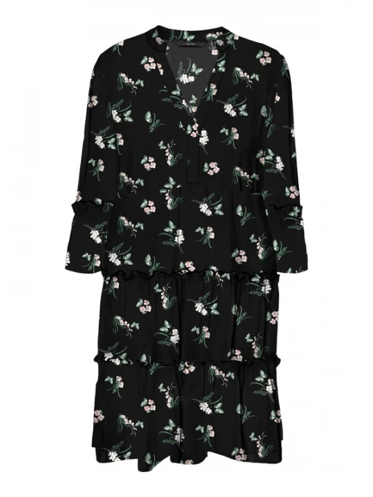 Foto van product VERO MODA Jurk 'EASY JOY' smaragd / poederroze / zwart / wit