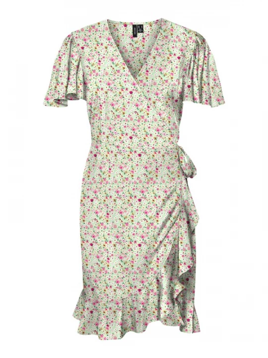 Foto van product VERO MODA Jurk 'Emma' pasteelgeel / mintgroen / pink / wit