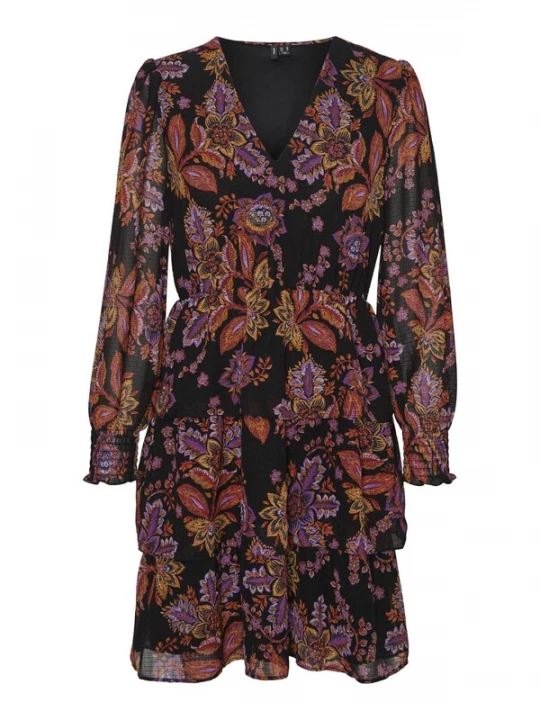 Foto van product VERO MODA Jurk 'Kara' geel / lichtlila / oranje / zwart