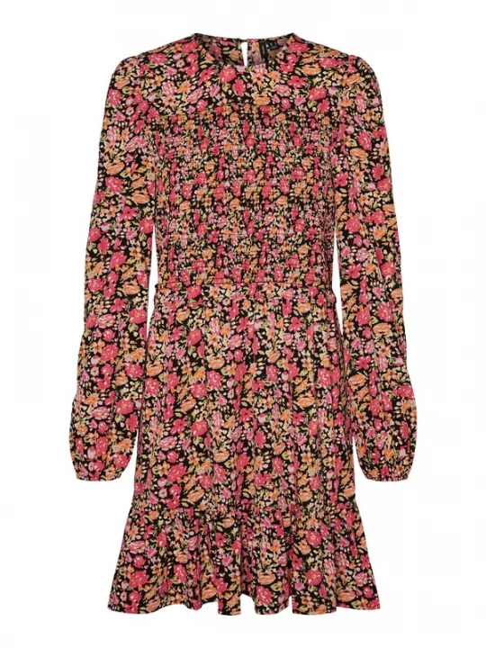 Foto van product VERO MODA Jurk 'MIA' pastelgroen / oranje / pitaja roze / zwart