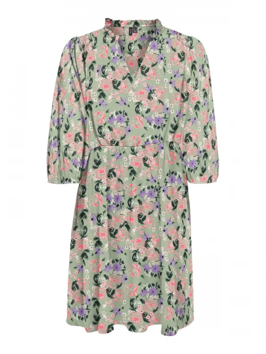 Foto van product VERO MODA Jurk 'OLIVIA' groen / pastelgroen / lichtlila / rosa