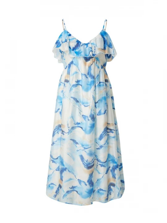 Foto van product VERO MODA Jurk 'Osana Oysa' beige / blauw / lichtblauw / wit