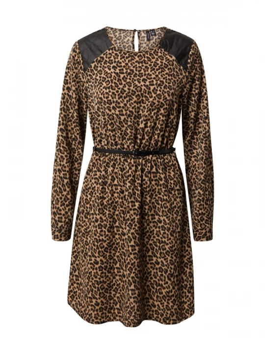 Foto van product VERO MODA Jurk 'SERENA' bruin / lichtbruin / zwart