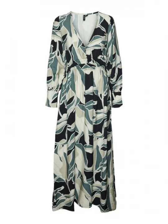 Foto van product VERO MODA Jurk 'VMBELINE BEA' beige / ivoor / smaragd / zwart