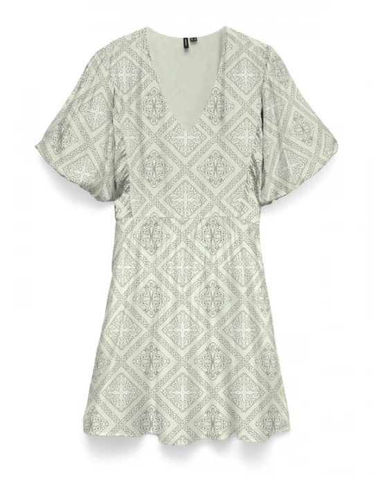 Foto van product VERO MODA Jurk 'VMBLISS' lichtgroen / wit