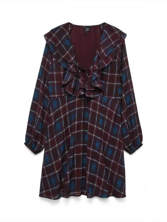 Foto van product VERO MODA Jurk 'VMEmilie' blauw / lichtblauw / wijnrood