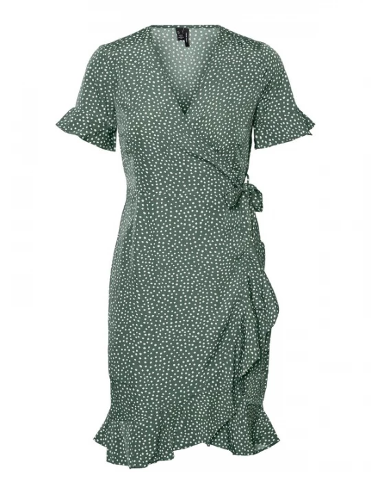 Foto van product VERO MODA Jurk 'VMHenna' donkergroen / wit