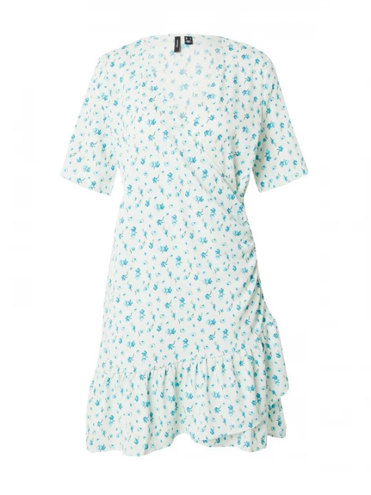 Foto van product VERO MODA Jurk 'VMPAGE' lichtbeige / hemelsblauw / neonblauw / spar