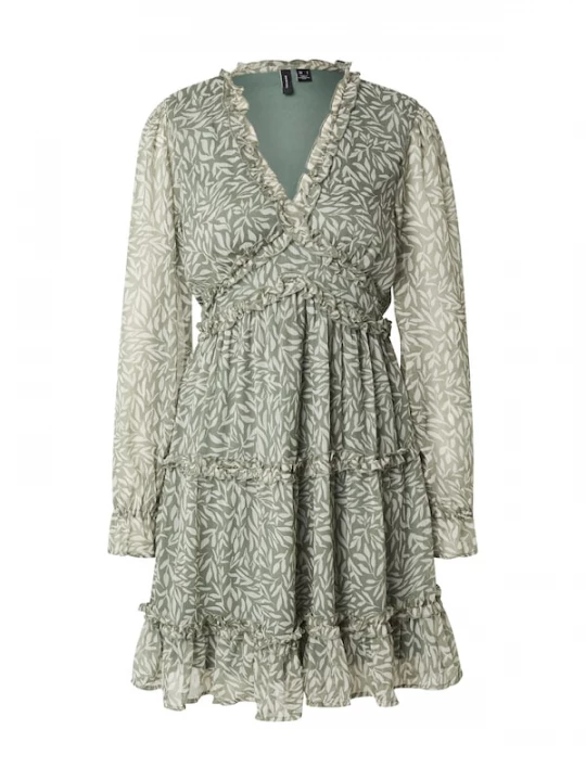 Foto van product VERO MODA Jurk 'VMSMILLA' donkergroen / wit