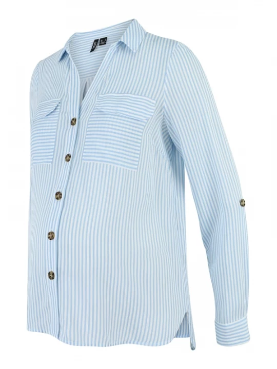 Foto van product Vero Moda Maternity Blouse 'VMMBumpy' lichtblauw / wit