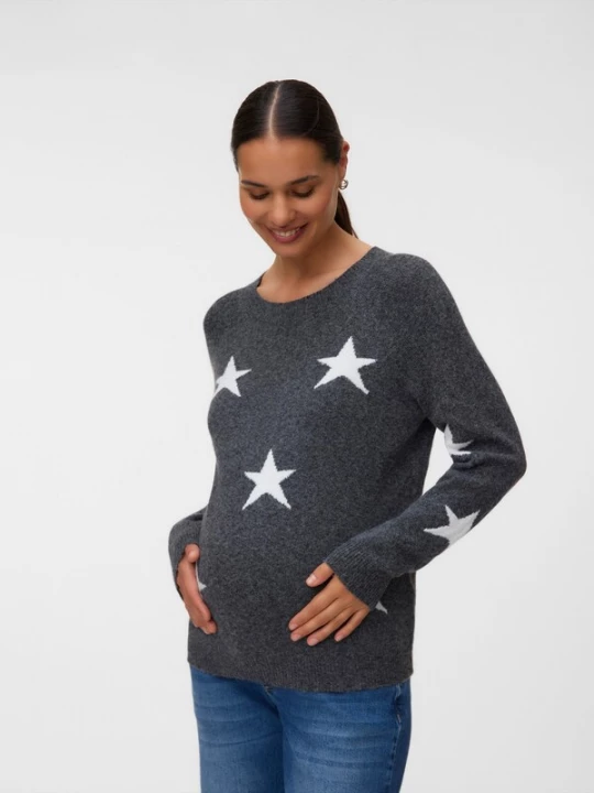 Foto van product Vero Moda Maternity Trui 'VMMDOFFY' donkergrijs / wit