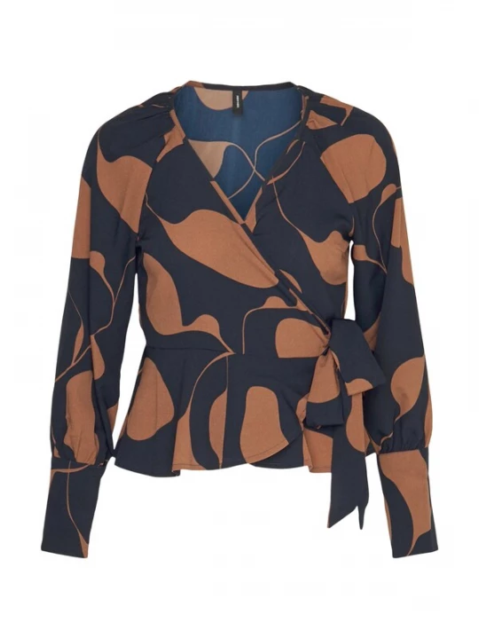 Foto van product Vero Moda Petite Blouse 'VMLYDIA' donkerbeige / nachtblauw