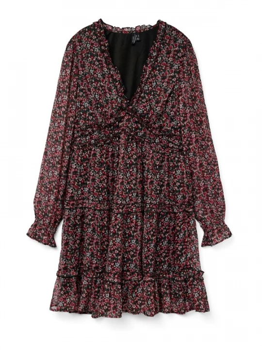 Foto van product Vero Moda Petite Jurk 'VMSMILLA' jade groen / oudroze / wijnrood / zwart
