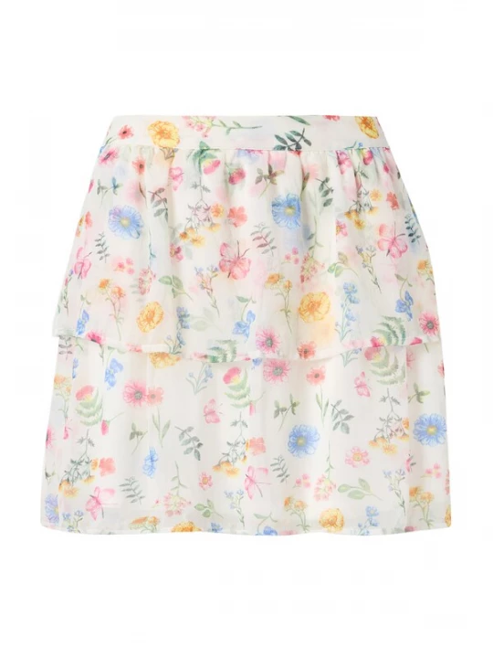 Foto van product VERO MODA Rok 'VMSILLE' lichtblauw / abrikoos / oudroze / wit