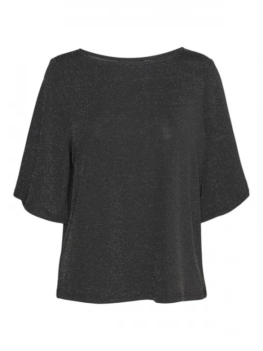Foto van product VERO MODA Shirt 'KANVA' zwart gemêleerd / zilver