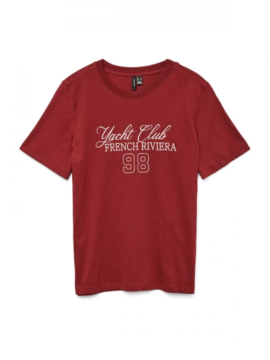 Foto van product VERO MODA Shirt 'VMABY PAULINA' wijnrood / wit