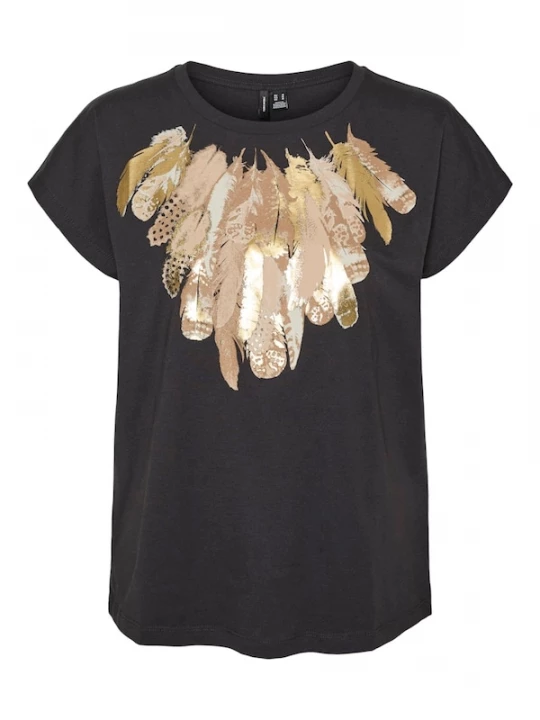 Foto van product VERO MODA Shirt 'VMJeani' beige / goudgeel / donkergrijs