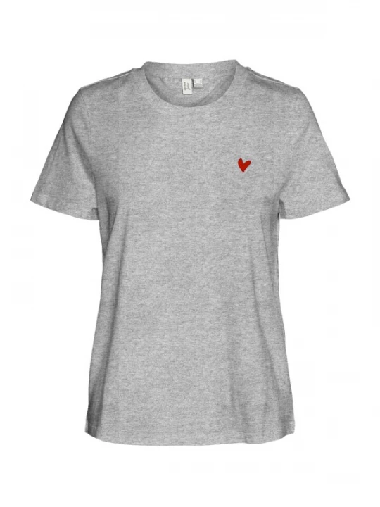 Foto van product VERO MODA Shirt 'VMVIVA' grijs gemêleerd / knalrood