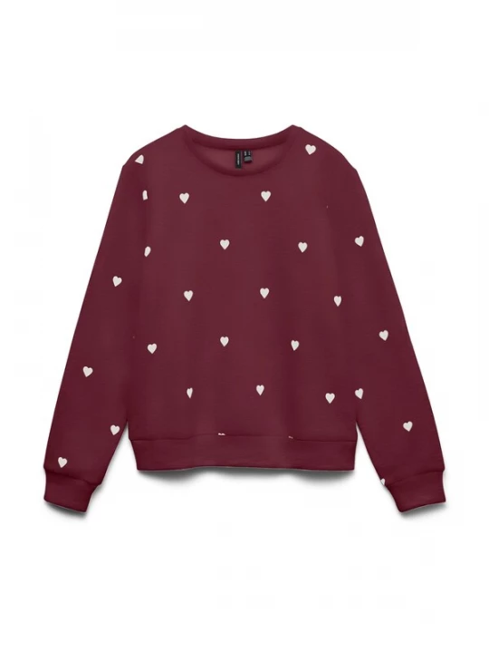 Foto van product VERO MODA Sweatshirt 'VMNELLIS' wijnrood / wit