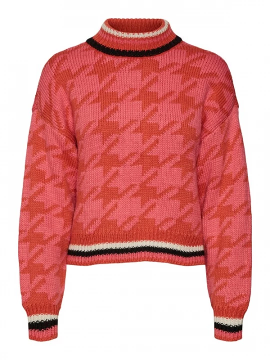 Foto van product VERO MODA Trui 'Alecia' vuurrood / watermeloen rood / zwart / wit