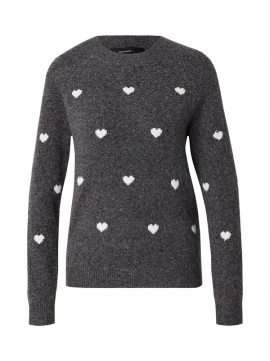 Foto van product VERO MODA Trui 'VMDoffy' grijs gemêleerd / wit
