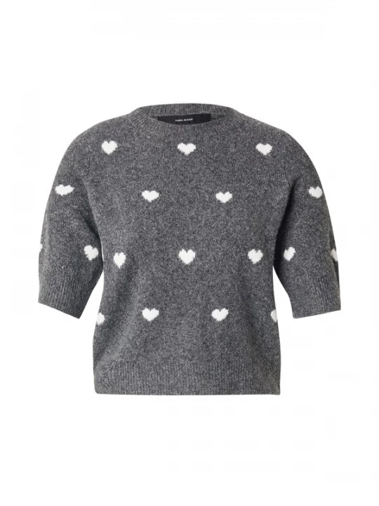 Foto van product VERO MODA Trui 'VMDoffy Intarsia' donkergrijs / wit